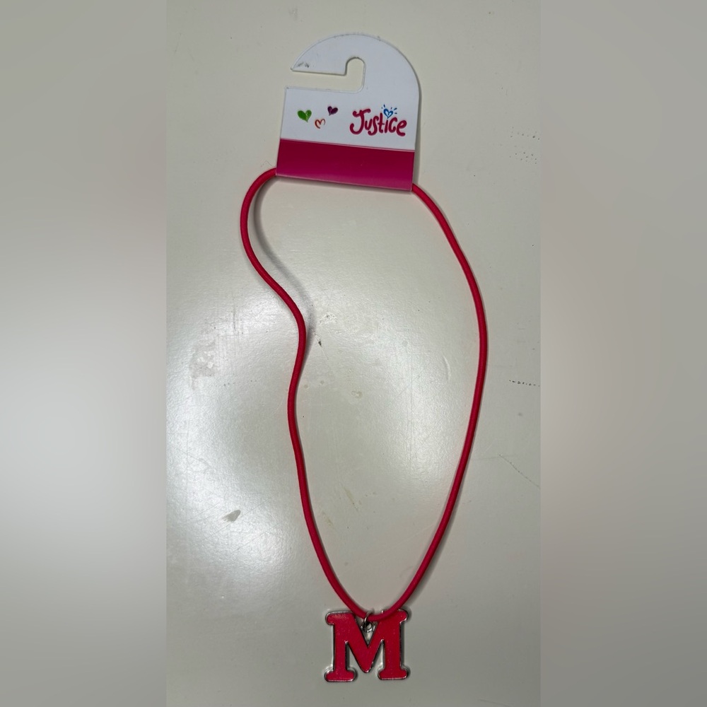 BRAND NEW Justice Pink “M” Necklace